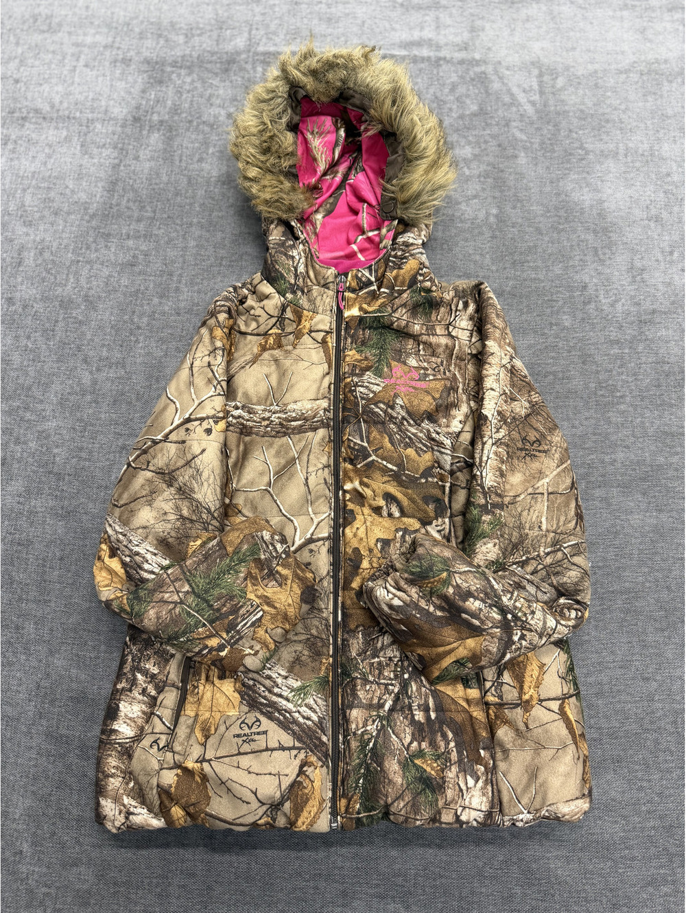 Realtree Xtra Camouflage Winter Coat with Faux Fur Hood